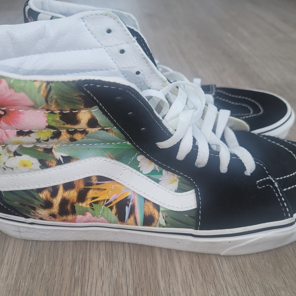 Vans Black and Floral High-Top Sneakers
